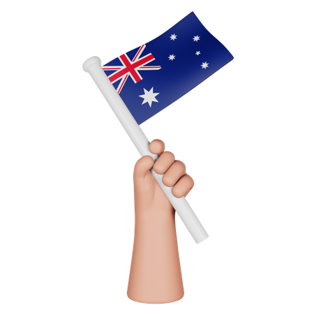 Hand Holding Flag Of Australia  3D Icon