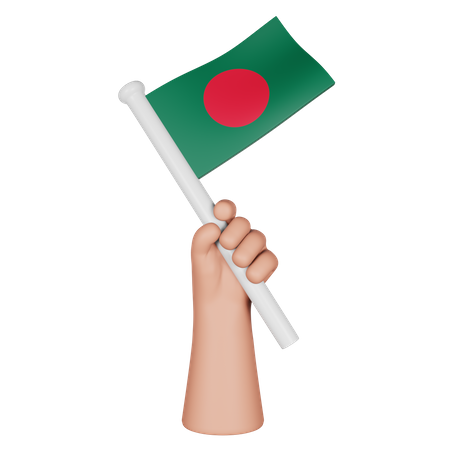 Hand Holding Flag Of Bangladesh  3D Icon