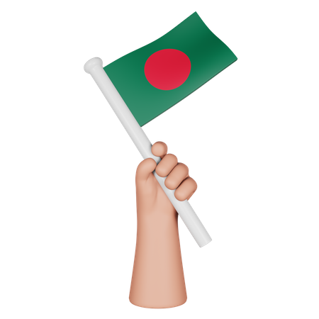 Hand Holding Flag Of Bangladesh 3D Icon