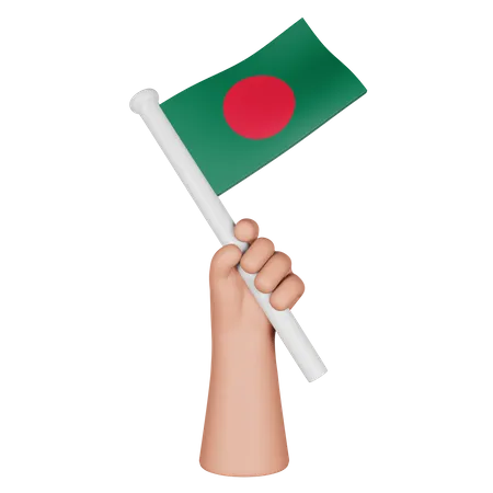 Hand Holding Flag Of Bangladesh  3D Icon