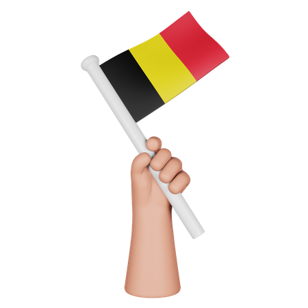 Hand Holding Flag Of Belgium  3D Icon