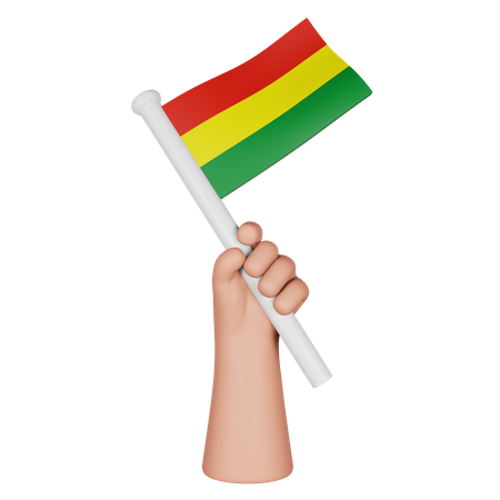 Hand Holding Flag Of Bolivia  3D Icon