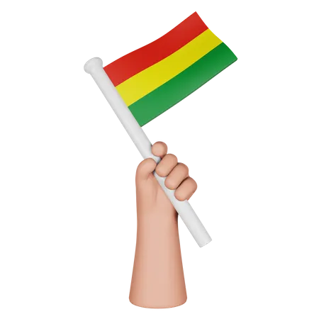 Hand Holding Flag Of Bolivia  3D Icon