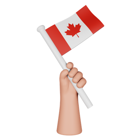 Hand Holding Flag Of Canada  3D Icon