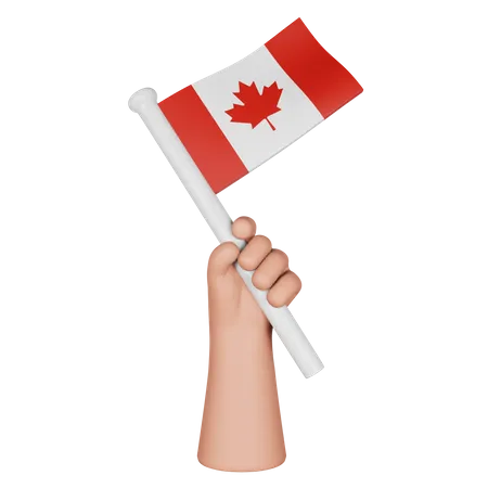 Hand Holding Flag Of Canada  3D Icon