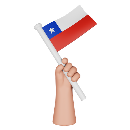 Hand Holding Flag Of Chile  3D Icon