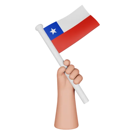 Hand Holding Flag Of Chile  3D Icon