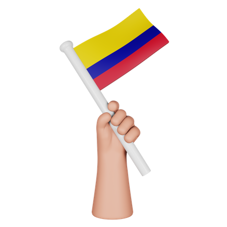 Hand Holding Flag Of Colombia  3D Icon