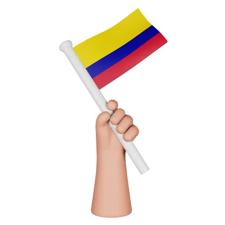 Hand Holding Flag Of Colombia  3D Icon