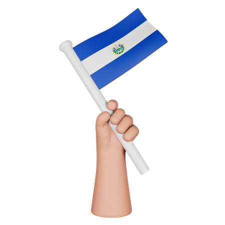 Hand Holding Flag Of El Salvador  3D Icon