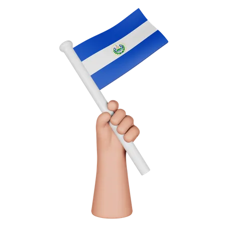 Hand Holding Flag Of El Salvador  3D Icon