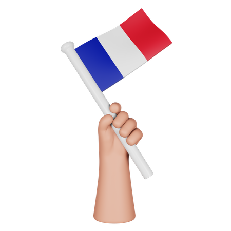 Hand Holding Flag Of France  3D Icon