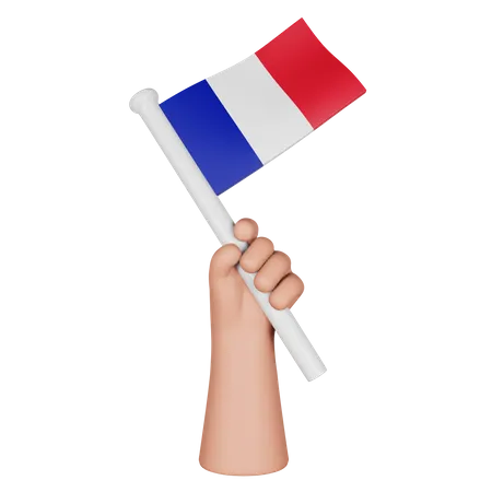 Hand Holding Flag Of France  3D Icon