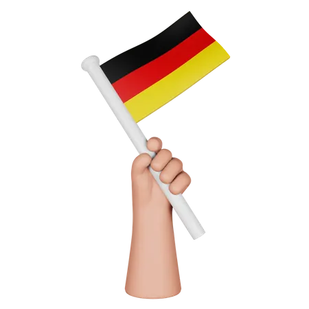 Hand Holding Flag Of Germany  3D Icon