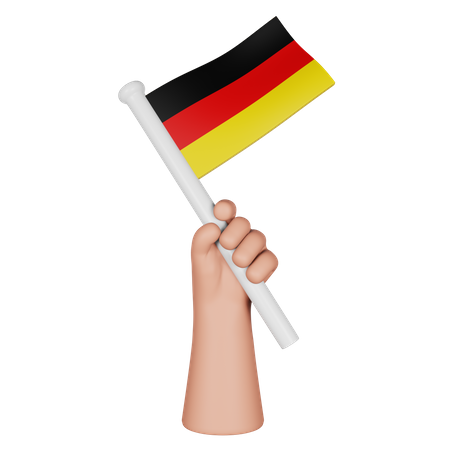 Hand Holding Flag Of Germany  3D Icon