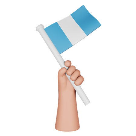 Hand Holding Flag Of Guatemala  3D Icon