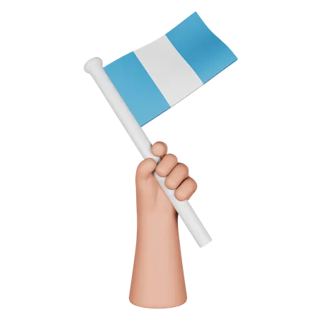 Hand Holding Flag Of Guatemala  3D Icon