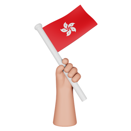 Hand Holding Flag Of Hong Kong 3D Icon