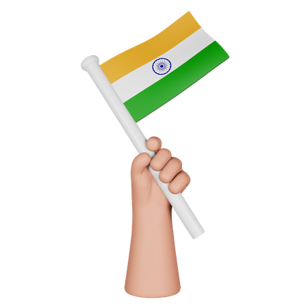 Hand Holding Flag Of Indian  3D Icon