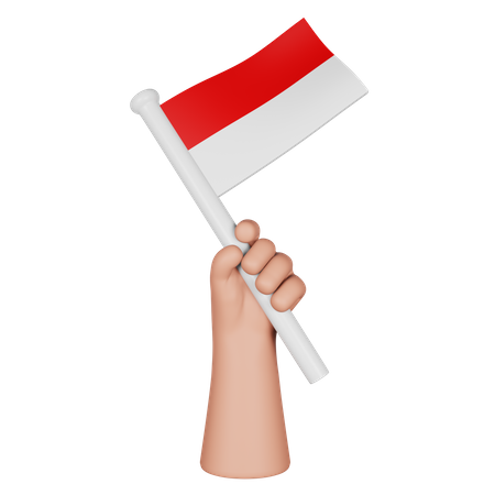 Hand Holding Flag Of Indonesia  3D Icon