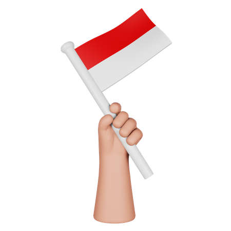 Hand Holding Flag Of Indonesia  3D Icon
