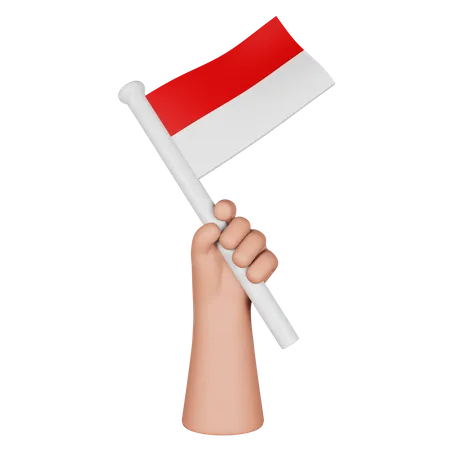 Hand Holding Flag Of Indonesia  3D Icon