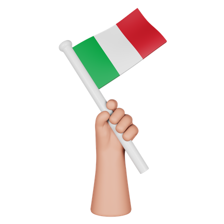 Hand Holding Flag Of Italy  3D Icon