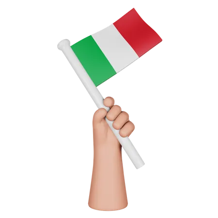 Hand Holding Flag Of Italy  3D Icon