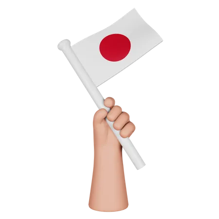 Hand Holding Flag Of Japan  3D Icon