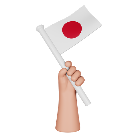 Hand Holding Flag Of Japan 3D Icon