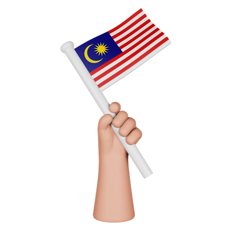 Hand Holding Flag Of Malaysia  3D Icon