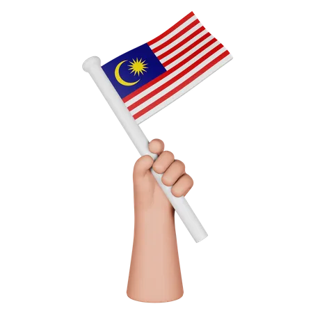 Hand Holding Flag Of Malaysia  3D Icon