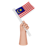 3d hand holding flag of malaysia logo