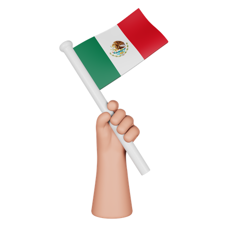Hand Holding Flag Of Mexico  3D Icon