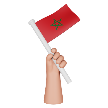 Hand Holding Flag Of Morocco  3D Icon