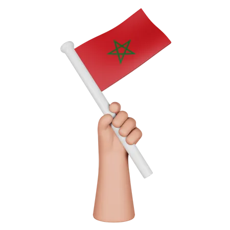 Hand Holding Flag Of Morocco 3D Icon