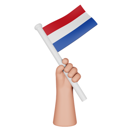 Hand Holding Flag Of Netherlands  3D Icon