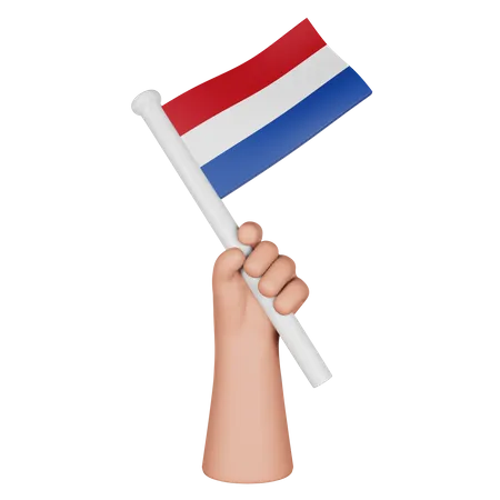 Hand Holding Flag Of Netherlands  3D Icon