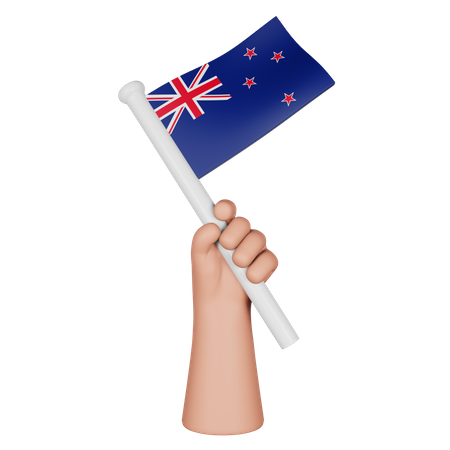 Hand Holding Flag Of New Zealand  3D Icon