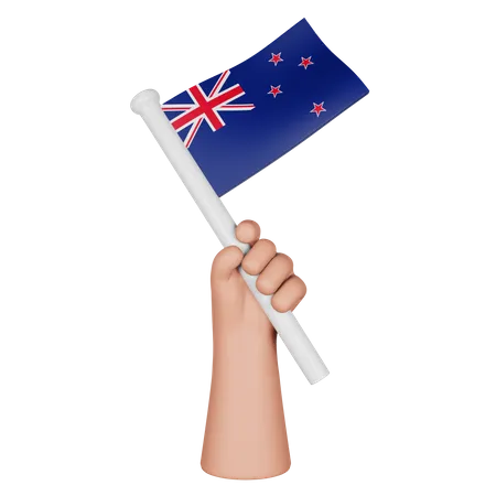 Hand Holding Flag Of New Zealand  3D Icon
