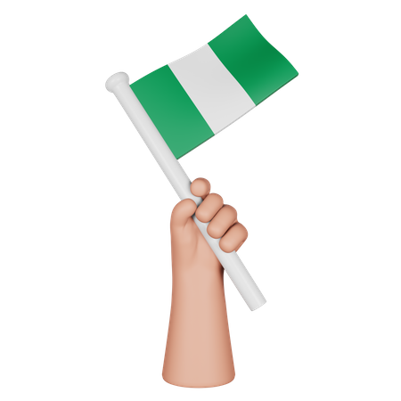 Hand Holding Flag Of Nigeria  3D Icon