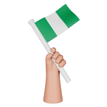 Hand Holding Flag Of Nigeria  3D Icon