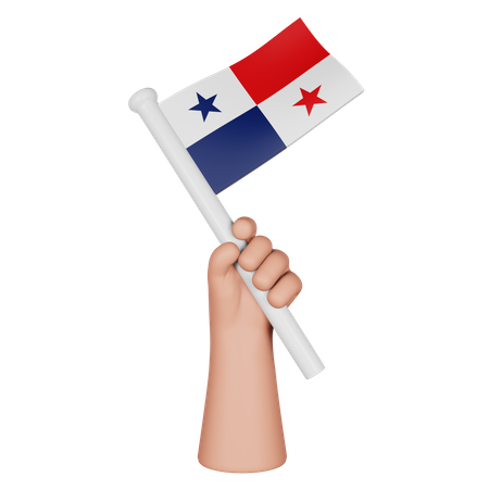 Hand Holding Flag Of Panama  3D Icon