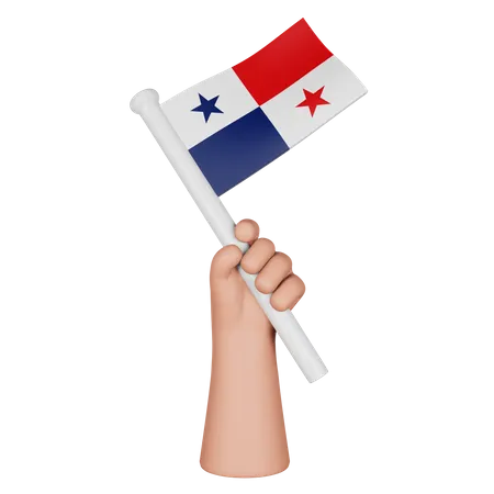 Hand Holding Flag Of Panama  3D Icon