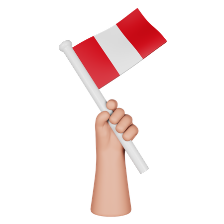 Hand Holding Flag Of Peru  3D Icon