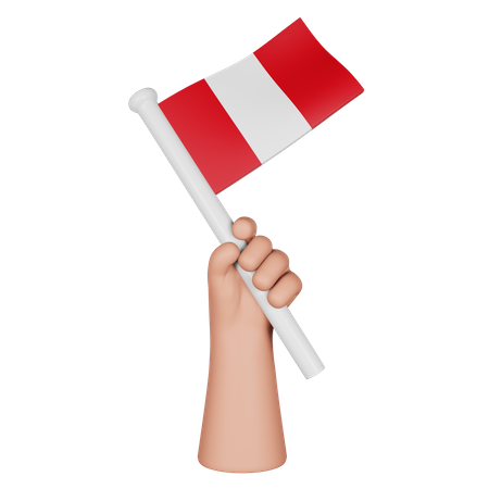 Hand Holding Flag Of Peru 3D Icon