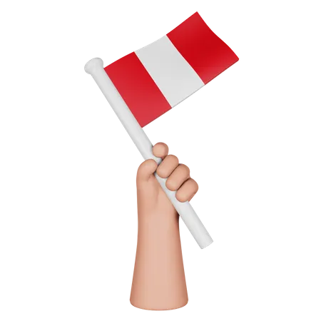 Hand Holding Flag Of Peru  3D Icon