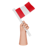 3ds of hand holding flag of peru