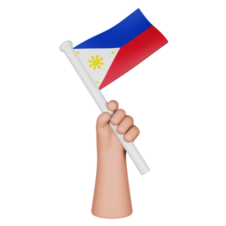 Hand Holding Flag Of Philippines  3D Icon