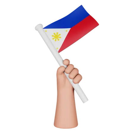 Hand Holding Flag Of Philippines  3D Icon